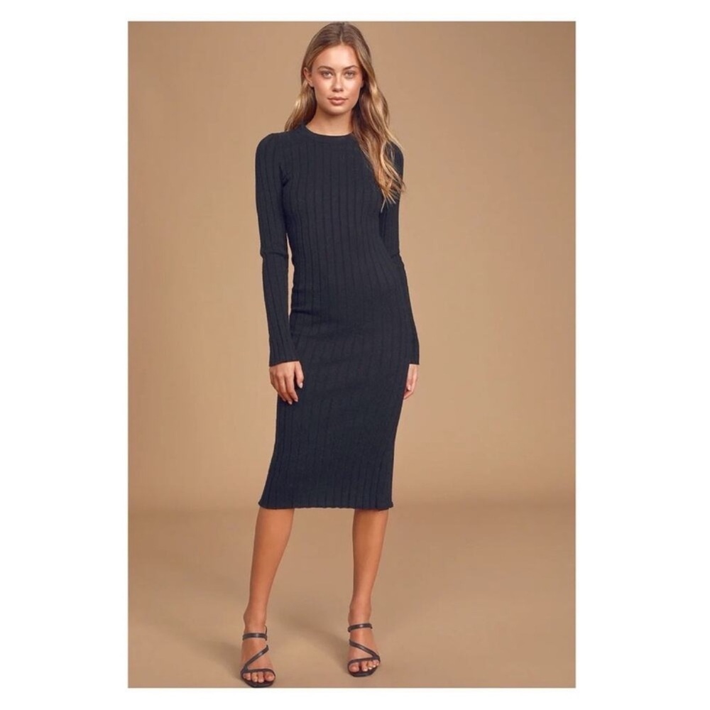 Lulu's Black Best Yet Ribbed Bodycon Sweater